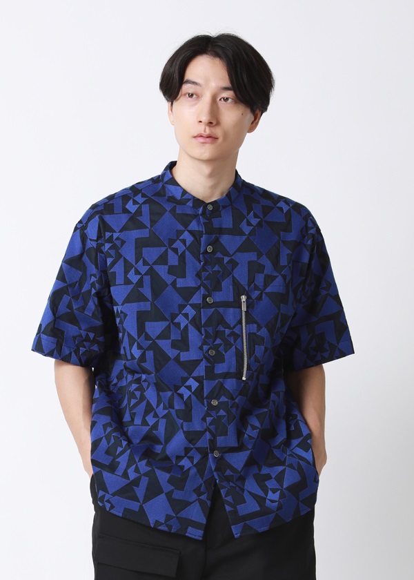 ZUCCa / S 幾何学エンブロイダリー / シャツ(M navy(13)): SALE| A-net