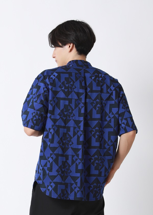 ZUCCa / S 幾何学エンブロイダリー / シャツ(M navy(13)): SALE| A-net