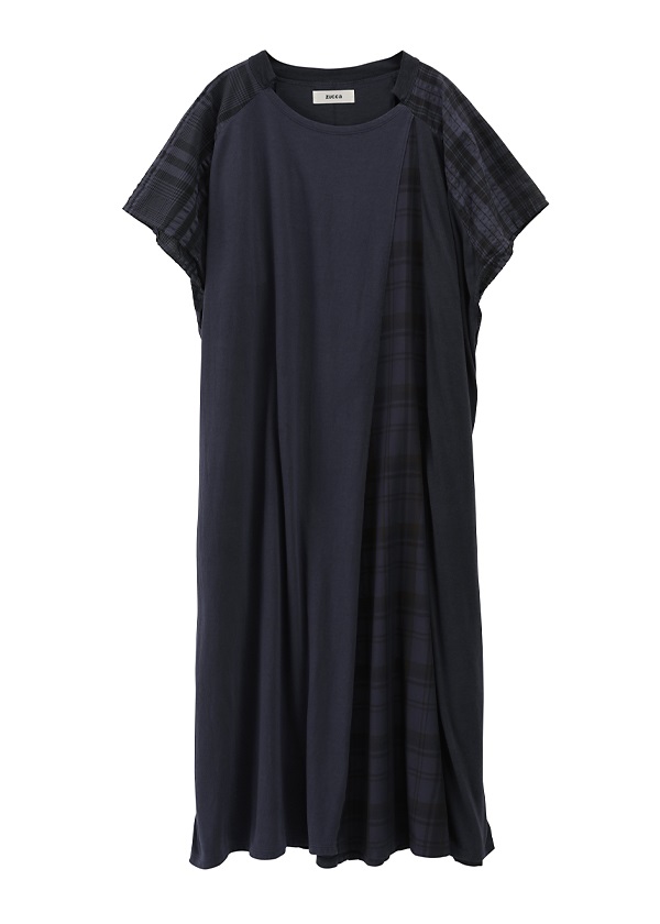 Zucca P チェックドッキングジャージィー ワンピース M Navy 13 Women S Tops A Net Online Store